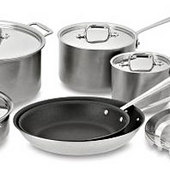 All-Clad Brushed Stainless-Steel Nonstick Cookware