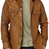 Banana Republic Leather Western Shirt Jacket