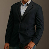 DKNY Pinstripe Blazer With Leather Patches
