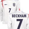 Long-Sleeved England Beckham Home Jersey