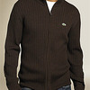 Lacoste Zip Front Rib Knit Cardigan