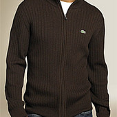 Lacoste Zip Front Rib Knit Cardigan