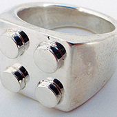Silver Brickwall LEGO Ring